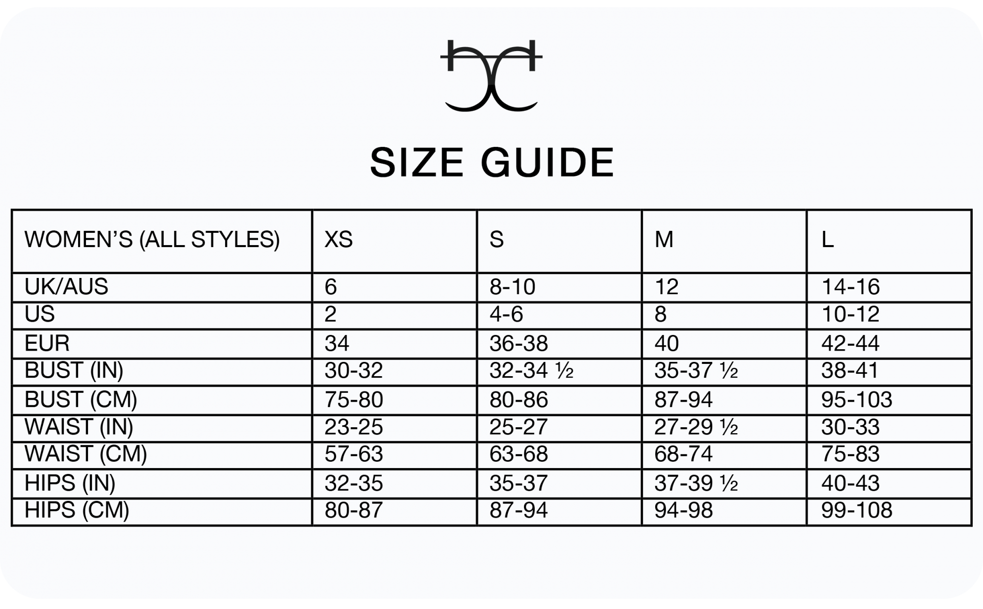 Size Guide - CHARLI COHEN OFFICIAL WEB STORE